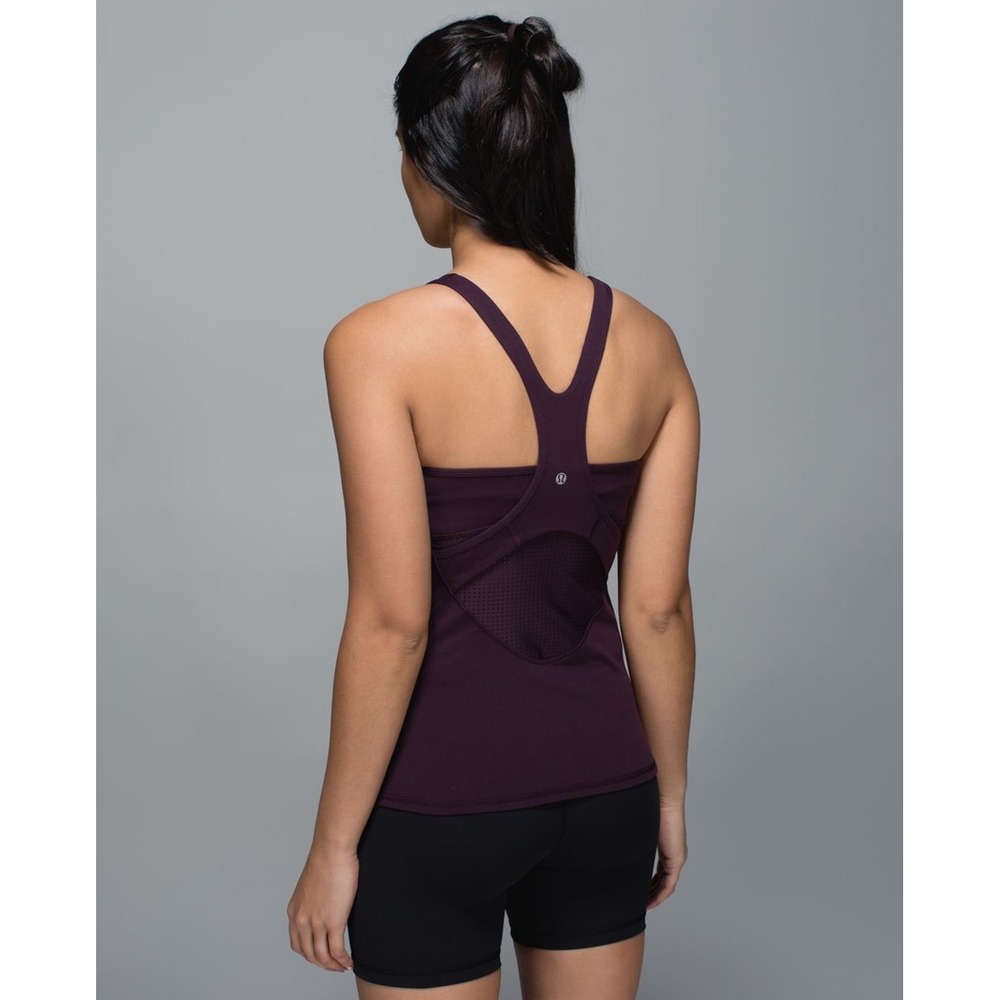 Lululemon Purple Crossback Racerback Tank Black Cherry 2 Built-In Bra